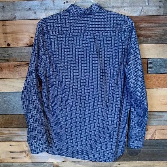 Ted Baker Dot Print Button Down Dress Shirt Navy Sz 6 (2XL) Office Preppy Dressy - Picture 12 of 16
